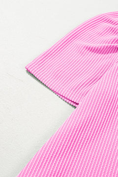 Blossom Corded Crew Neck Puff Sleeve Mini Dress