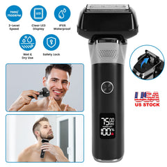 Electric Foil Face Shaver 5-Blade Electric Razor for Men Wet & Dry Jawline Beard Trimmer Precision Sideburn Shavers IPX6 Waterproof with LED Display C